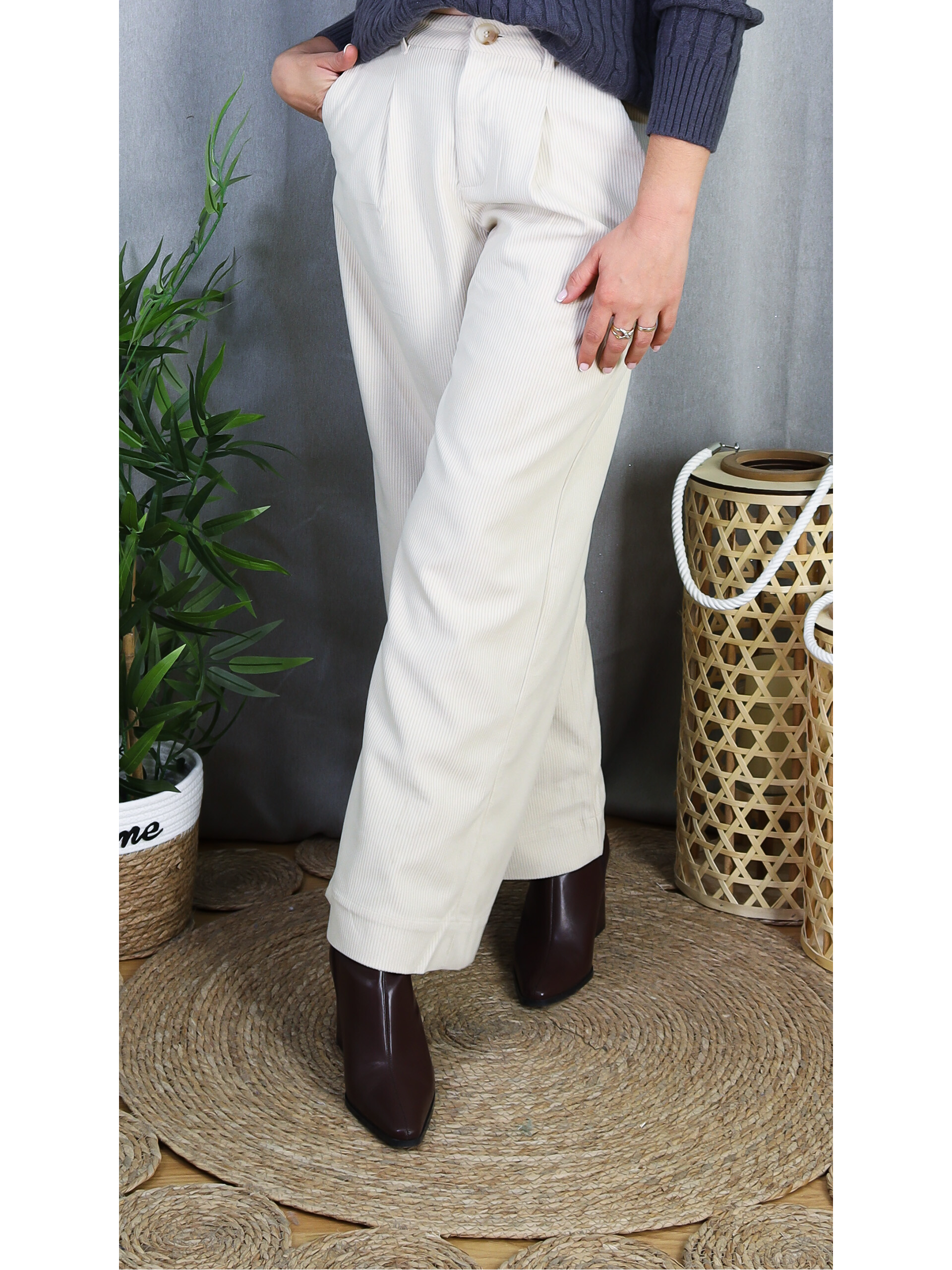Pantalón Pana Ancho | Pantalón de Pana de Tiro Alto - LoVi Moda