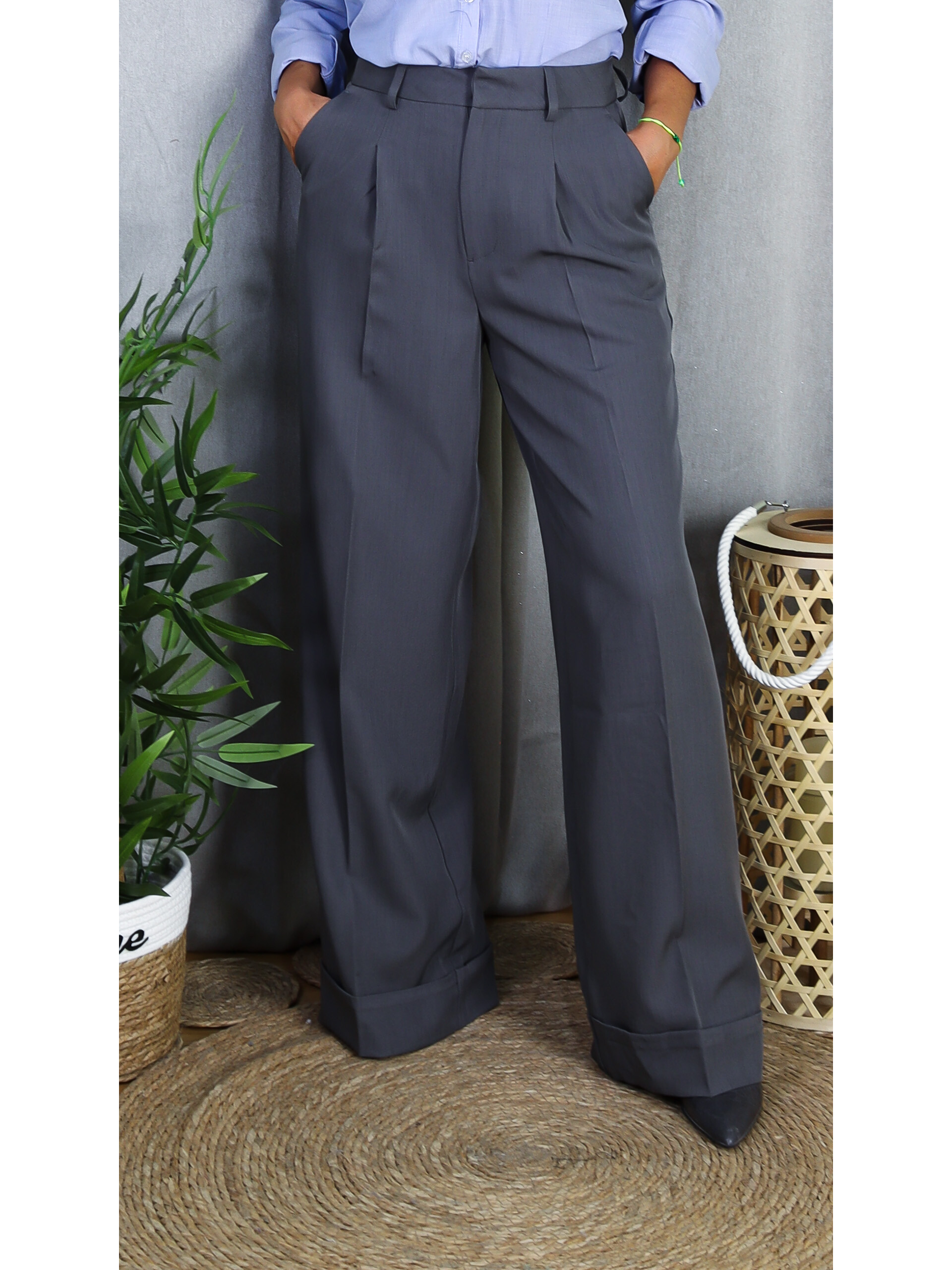 Pantalón Elegante de Pinzas | Pantalón Ancho de Tiro Alto - LoVi Moda
